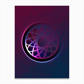 Geometric Neon Glyph on Jewel Tone Triangle Pattern 016 Canvas Print
