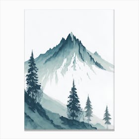 Mountain And Forest In Minimalist Watercolor Vertical Composition 156 Canvas Print