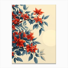 Red And Blue Flowers Background Canvas Print