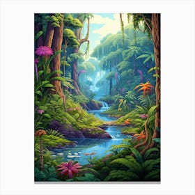 Jungle Landscape Pixel Art 1 Canvas Print