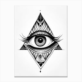 Balance, Symbol, Third Eye Simple Black & White Illustration 4 Canvas Print