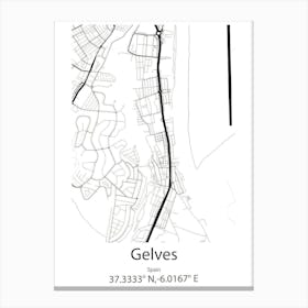 Gelves,Spain Minimalist Map Canvas Print