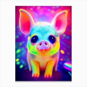 Neon Baby Pig Canvas Print