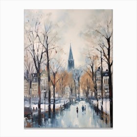 Winter City Park Painting Vondelpark Amsterdam 3 Canvas Print