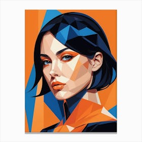 Geometric Fashion Woman Portrait Pop Art Orange (32) Canvas Print