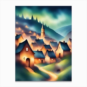 Village At Night 1 Canvas Print