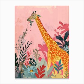 Pink Giraffe Watercolour Illustration Canvas Print