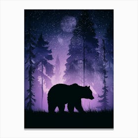 Silhouette Of A Bear In The Forest Canvas Print