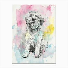 Colourful Otterhound Dog Abstract Line Illustration 2 Canvas Print