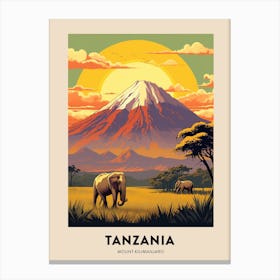 Mount Kilimanjaro Tanzania 2 Vintage Hiking Travel Poster Canvas Print