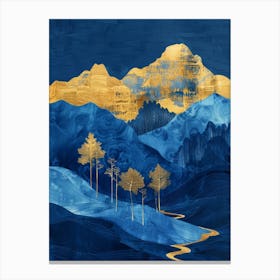 Gold And Blue Mountains 1 Canvas Print