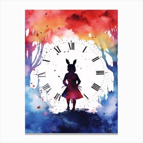 Alice In Wonderland Colourful Watercolour The White Rabbit Canvas Print