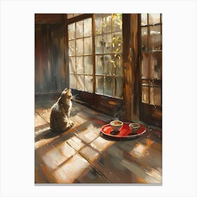 Cat Sitting In Front Of Window Canvas Print