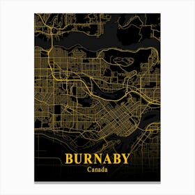 Burnaby Gold City Map 1 Canvas Print