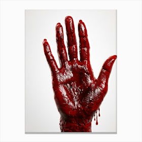 Creepy Textured Bloody Handprint Detailed With High Contrast Shadows Implying A Three Dimensional (2) Canvas Print