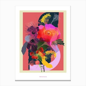 Ranunculus 4 Neon Flower Collage Poster Canvas Print