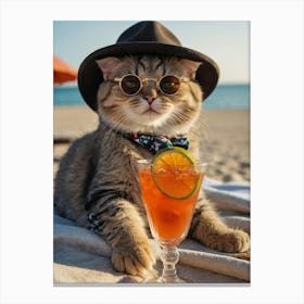 Cat On The Beach Canvas Print