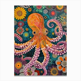 Kitsch Colourful Octopus 1 Canvas Print