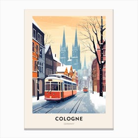 Vintage Winter Travel Poster Cologne Germany 2 Canvas Print