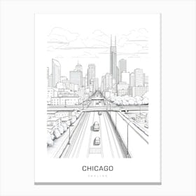 Chicago Skyline B&W Poster Canvas Print