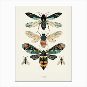 Colourful Insect Illustration Wasp 7 Poster Canvas Print