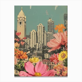 Mumbai   Floral Retro Collage Style 1 Canvas Print