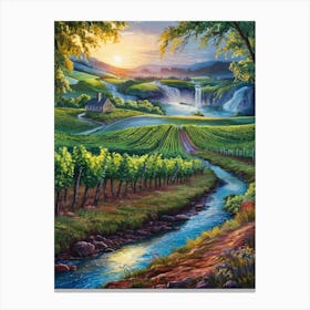 Vineyard At Sunset Canvas Print