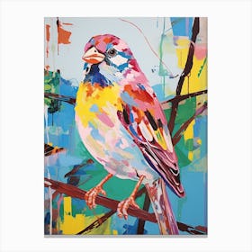 Colourful Bird Painting House Sparrow 3 Canvas Print