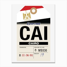 Cairo (CAI) Egypt Vintage Airline Luggage Tag Canvas Print