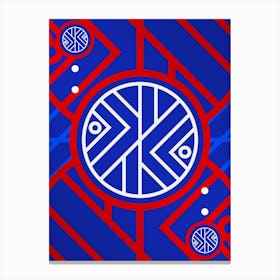 Geometric Glyph Abstract in White on Red and Blue Array n.0052 Canvas Print