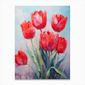 Tulip Flowers Red Color Valentine's Gift Canvas Print