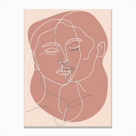 Simplicity Pink And White Lines Woman Abstract 1 Canvas Print