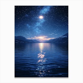 Night Sky Over Lake 6 Canvas Print