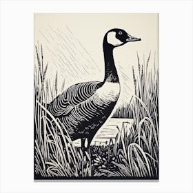 B&W Bird Linocut Canada Goose 4 Canvas Print
