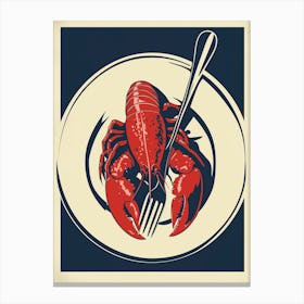 Lobster On A Plate With A Fork Canvas Print