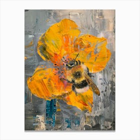 Bee On A Yellow Flower 2 Canvas Print