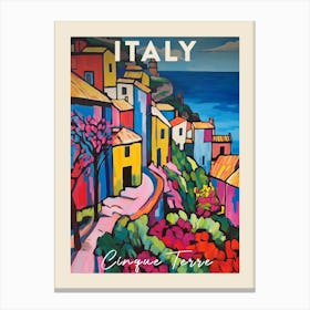 Cinque Terre Italy 2 Fauvist Painting  Travel Poster Canvas Print