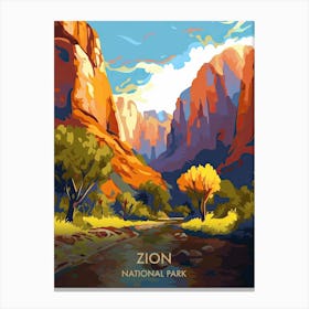 Zion National Park Travel Poster Illustration Style 5 Canvas Print