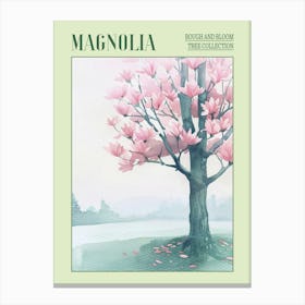 Magnolia Tree Atmospheric Watercolour Painting 4 Poster Canvas Print