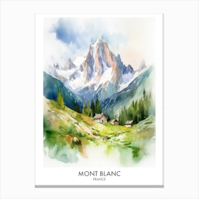 Mont Blanc France Watercolour Travel Poster 1 Canvas Print