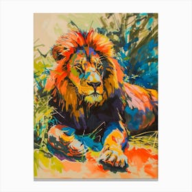 Masai Lion Resting In The Sun Fauvist Painting 3 Canvas Print