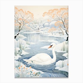 Winter Bird Painting Swan 2 Canvas Print