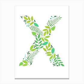 Leafy Letter X Canvas Print