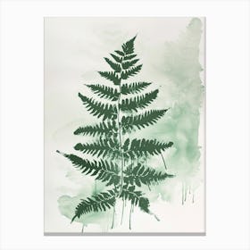 Green Ink Painting Of A Golden Leather Fern 4 Canvas Print