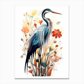Bird Painting Collage Great Blue Heron 4 Canvas Print
