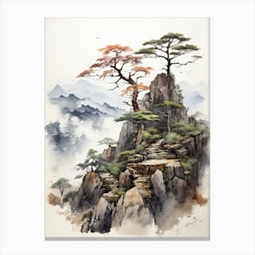 Chugoku Mountains In Multiple Prefectures, Japanese Brush Painting, Ukiyo E, Minimal 4 Canvas Print