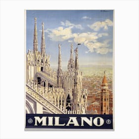 Milano Vintage Travel Poster Canvas Print