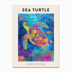 Rainbow Doodle Sea Turtle Poster 2 Canvas Print