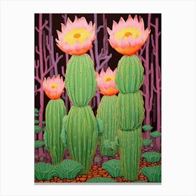 Mexican Style Cactus Illustration Notocactus Cactus 2 Canvas Print