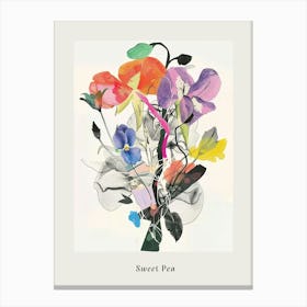Sweet Pea 3 Collage Flower Bouquet Poster Canvas Print